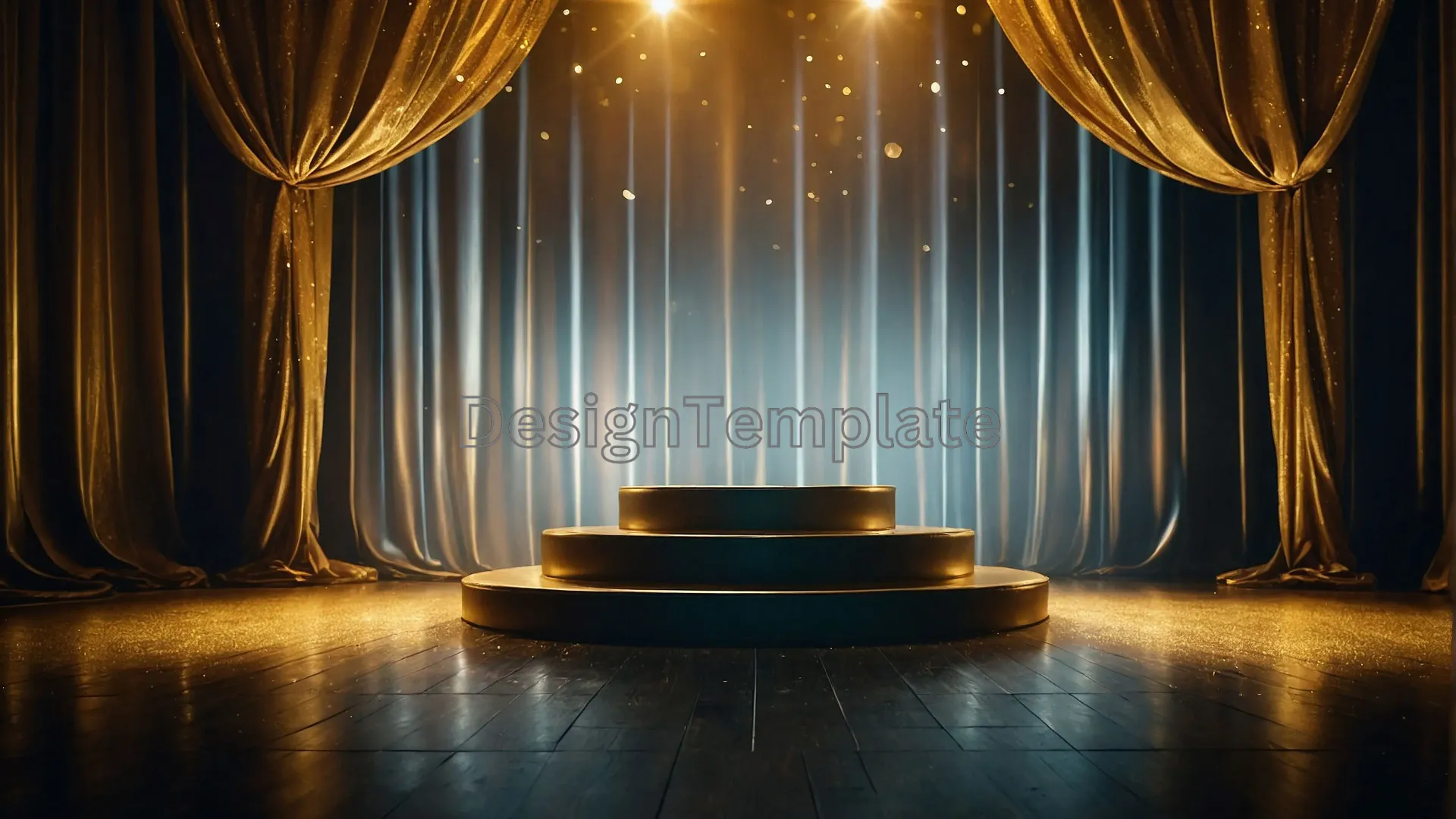 Captivating Image Award Show Stage Enhanced with Fresh Golden Fabric image